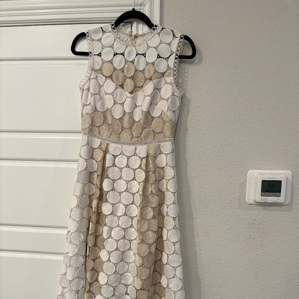 Shoshanna White and Gold lace dress